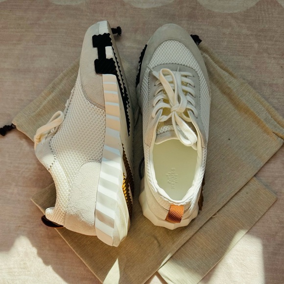 Hermès Bouncing Sneakers White Mesh & Suede EU 45 Excellent Condition - Picture 4 of 8
